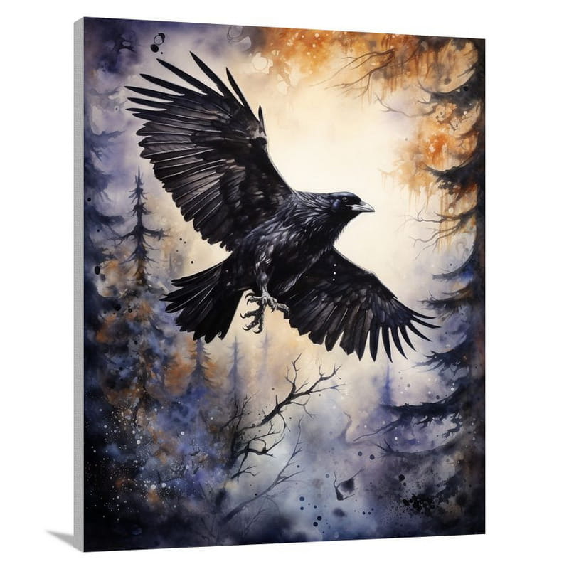 Raven - Watercolor - Watercolor - Canvas Print