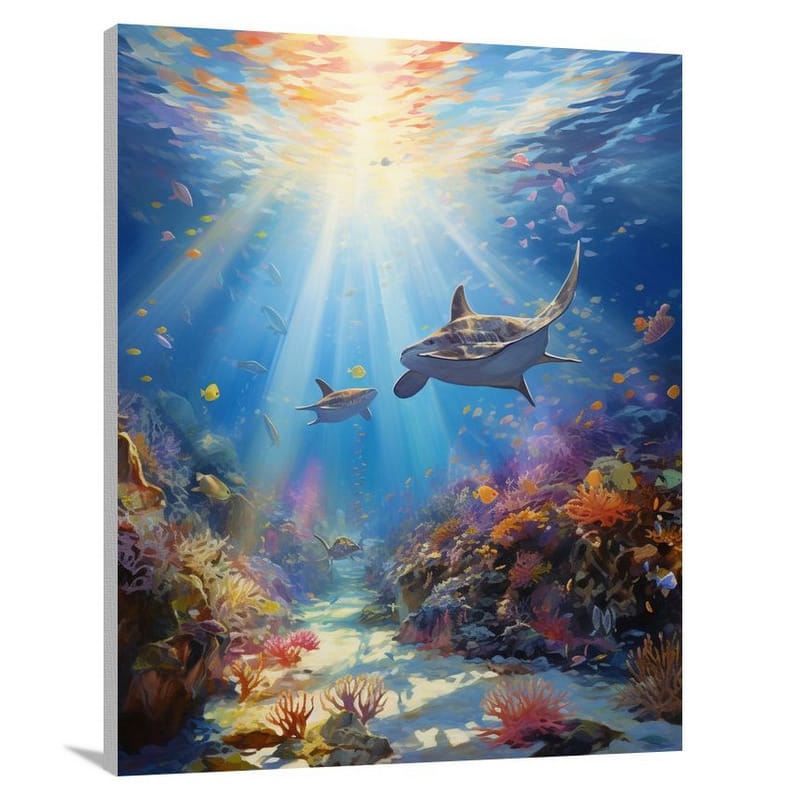 Ray's Underwater Symphony - Impressionist - Canvas Print