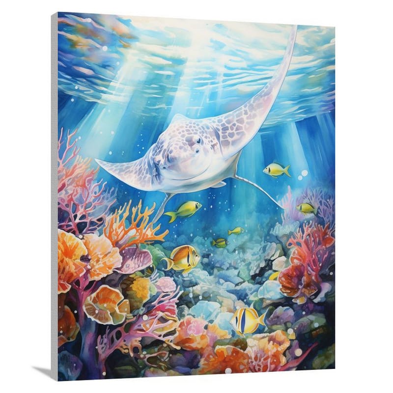 Ray's Underwater Symphony - Watercolor - Canvas Print