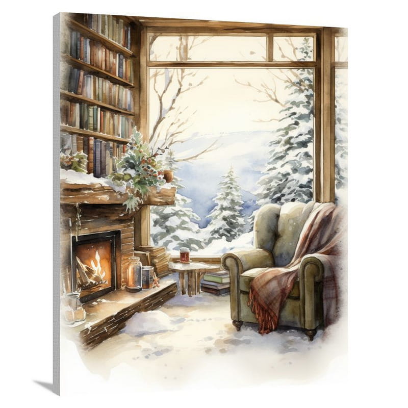 Reading by the Fireplace - Canvas Print