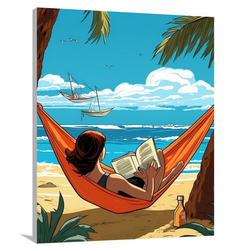Reading by the Shore - Canvas Print