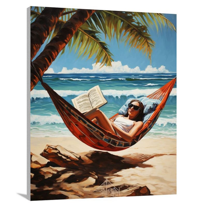 Reading by the Shore - Pop Art - Canvas Print