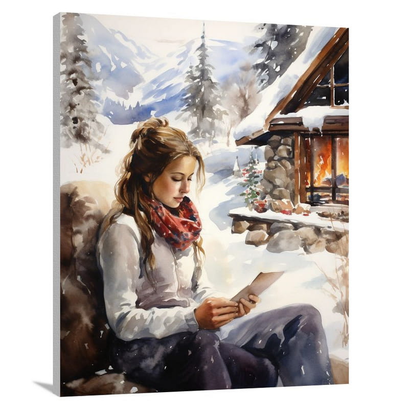 Reading in Winter's Embrace - Canvas Print