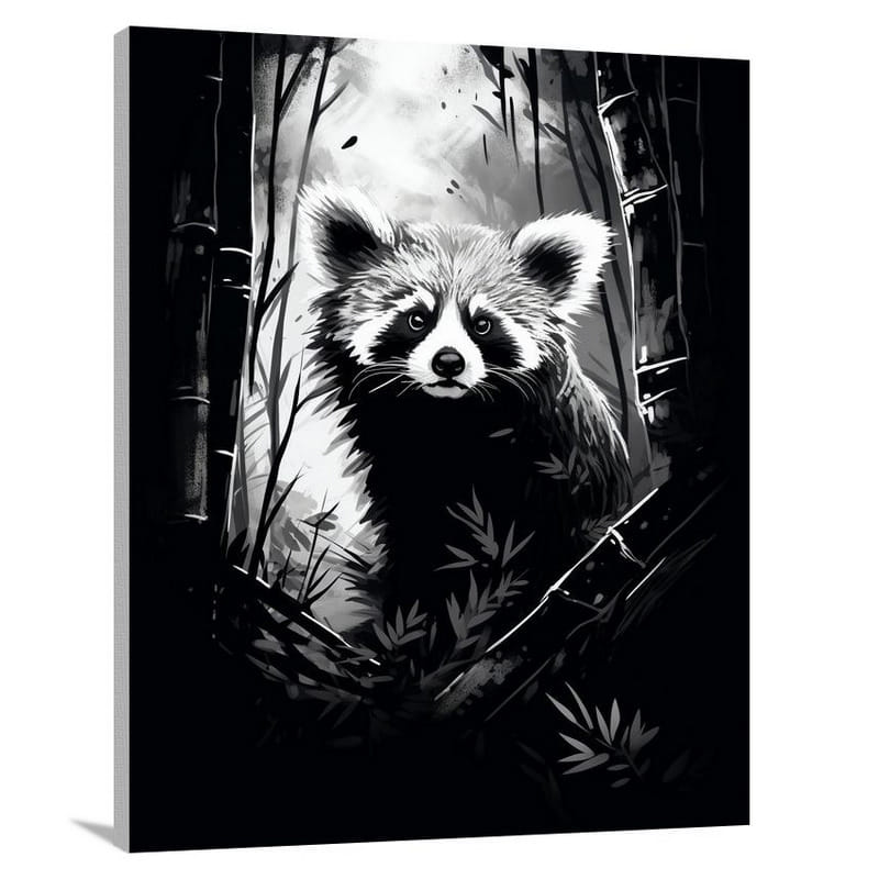 Red Panda's Moonlit Journey - Canvas Print