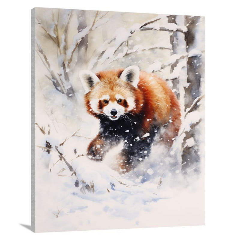 Red Panda's Winter Wonderland - Canvas Print