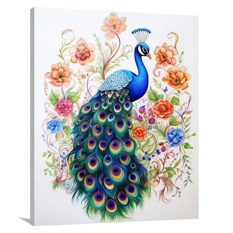 Regal Unity: Peacock's Gathering - Canvas Print