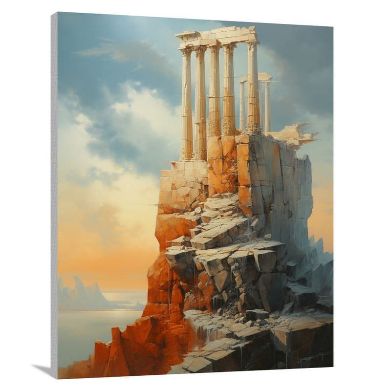 Resilient Echoes: Greece's Pillared Legacy - Canvas Print