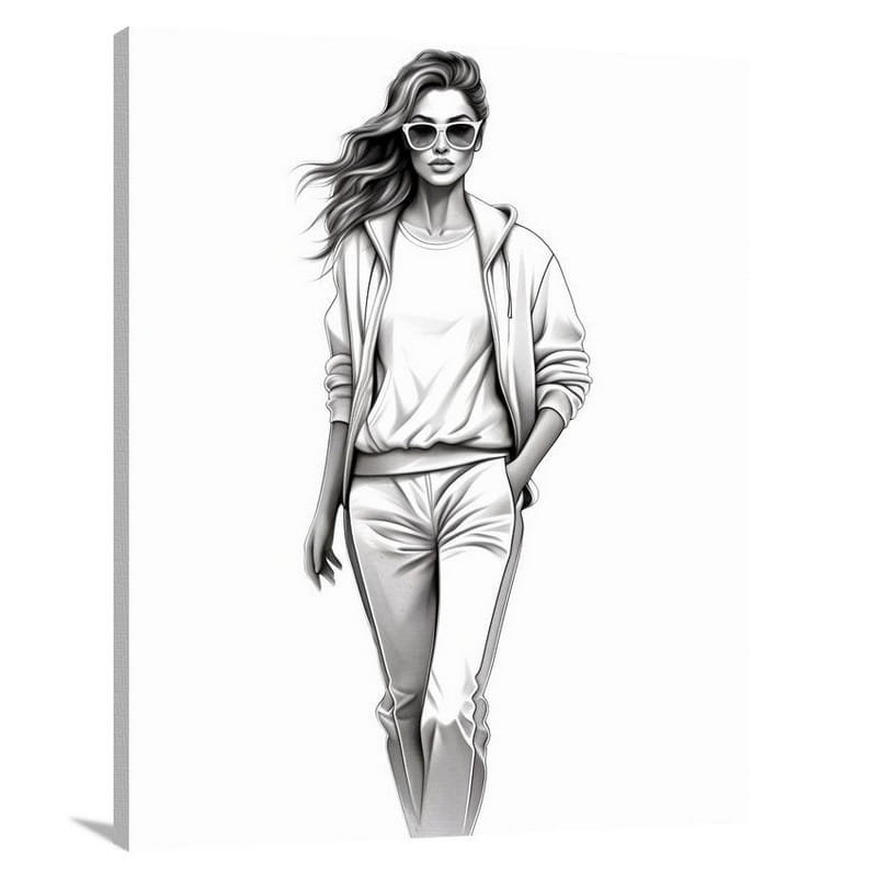 Resilient Elegance: Women's Sportswear - Black And White - Canvas Print