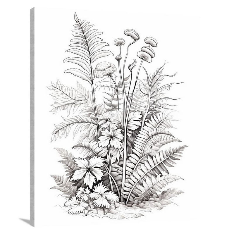 Resilient Fern - Black And White - Canvas Print