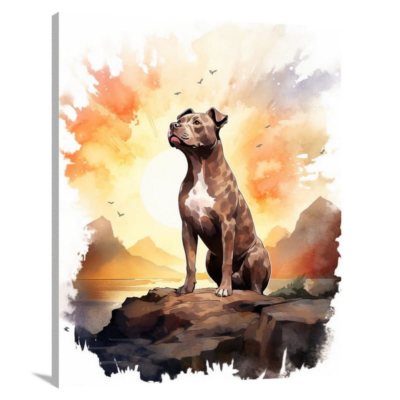 Resilient Guardian: Pit Bull's Bond - Canvas Print