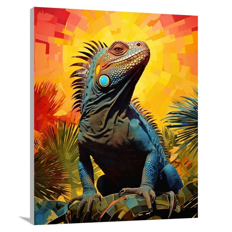 Resilient Iguana: A Pop Art Wildlife - Canvas Print