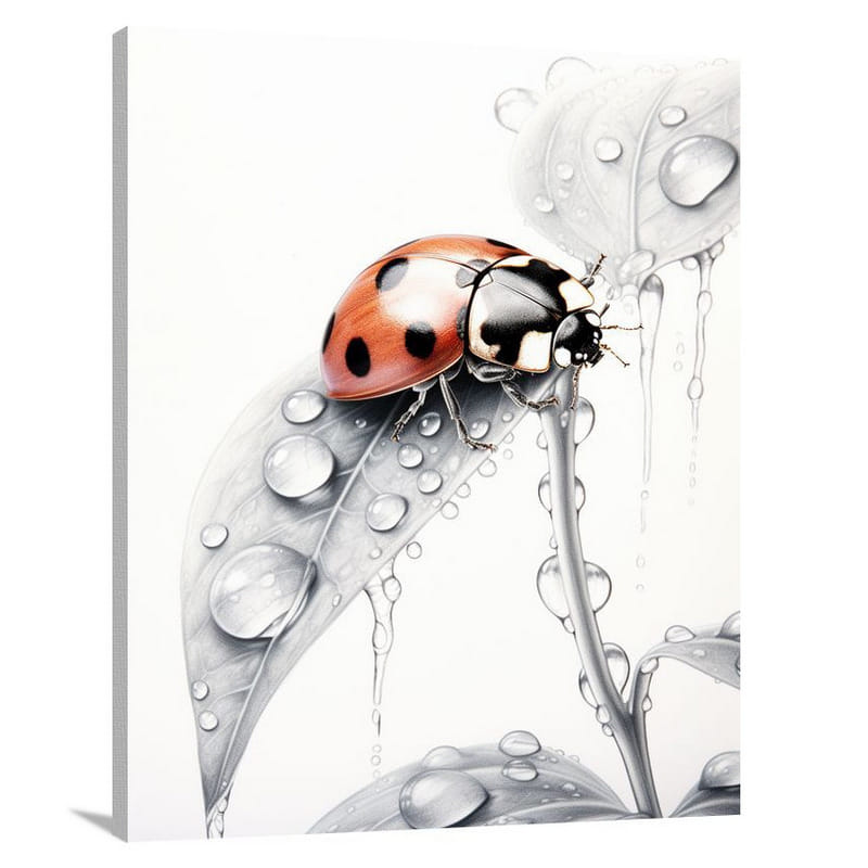 Resilient Ladybug - Black And White - Canvas Print