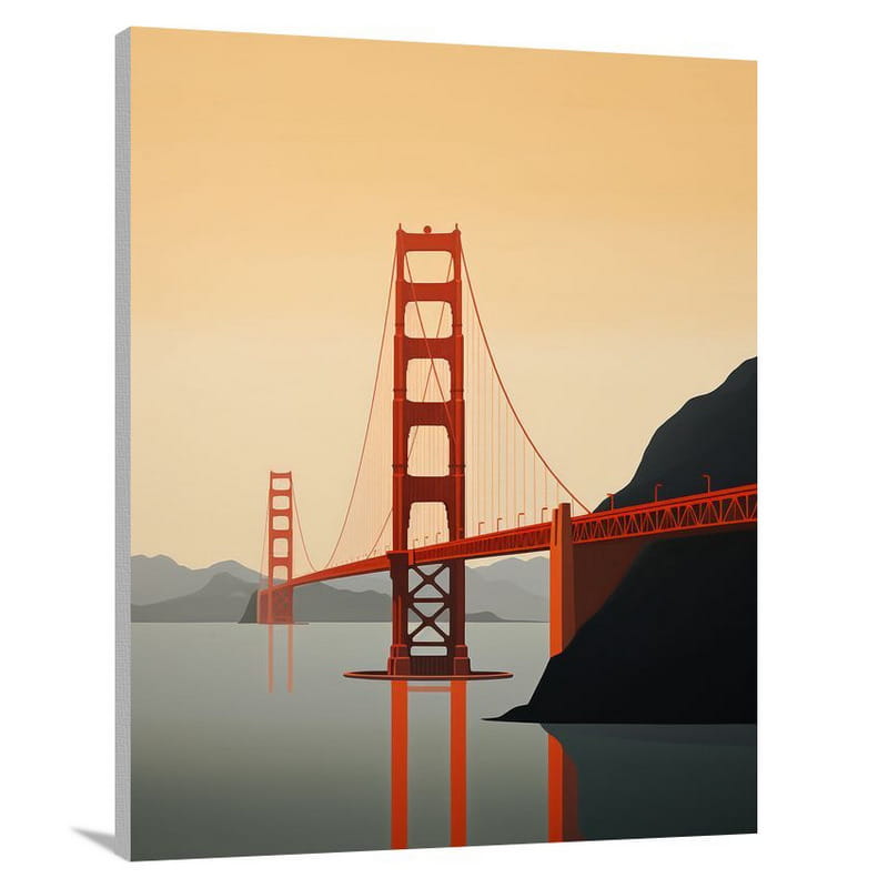 Resilient Reflections: Golden Gate Bridge - Minimalist - Canvas Print