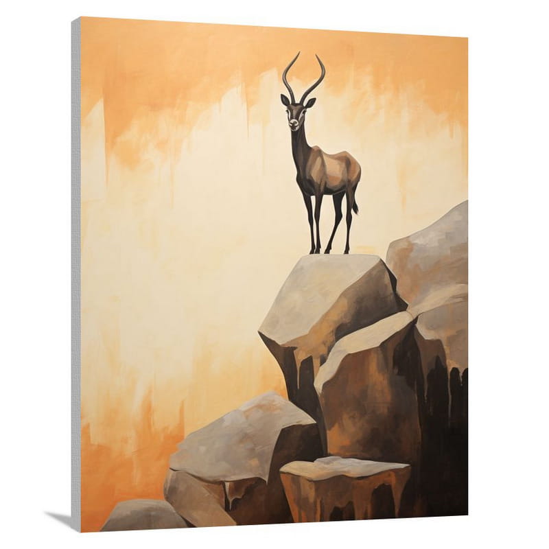 Resilient Spirit: Antelope's Majesty - Minimalist - Canvas Print