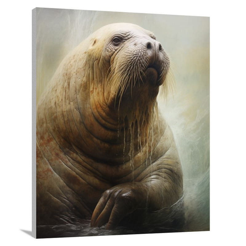 Resilient Walrus: Sea Life - Minimalist - Canvas Print