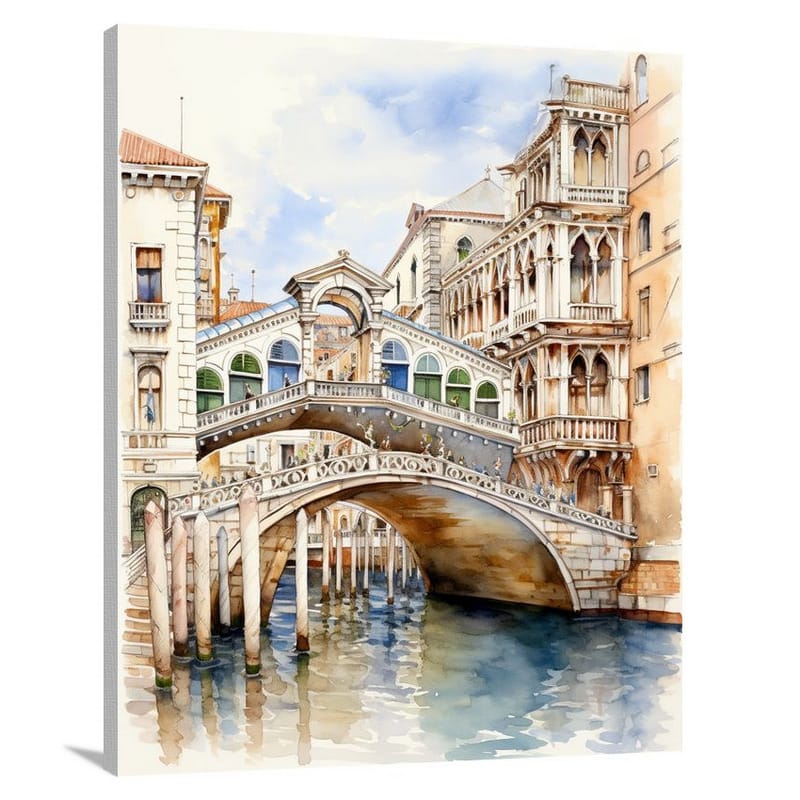 Rialto Bridge: Architectural Whispers - Watercolor - Canvas Print