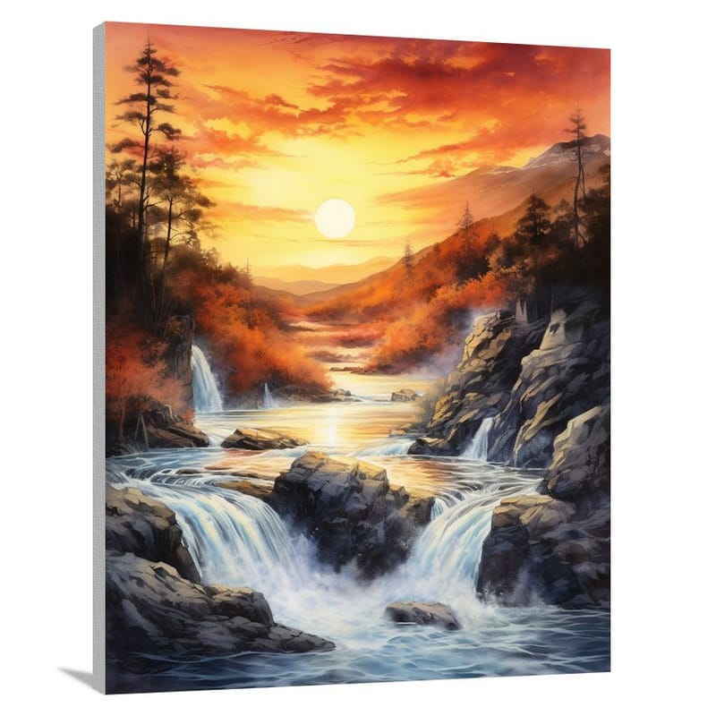 River's Fiery Cascade - Canvas Print