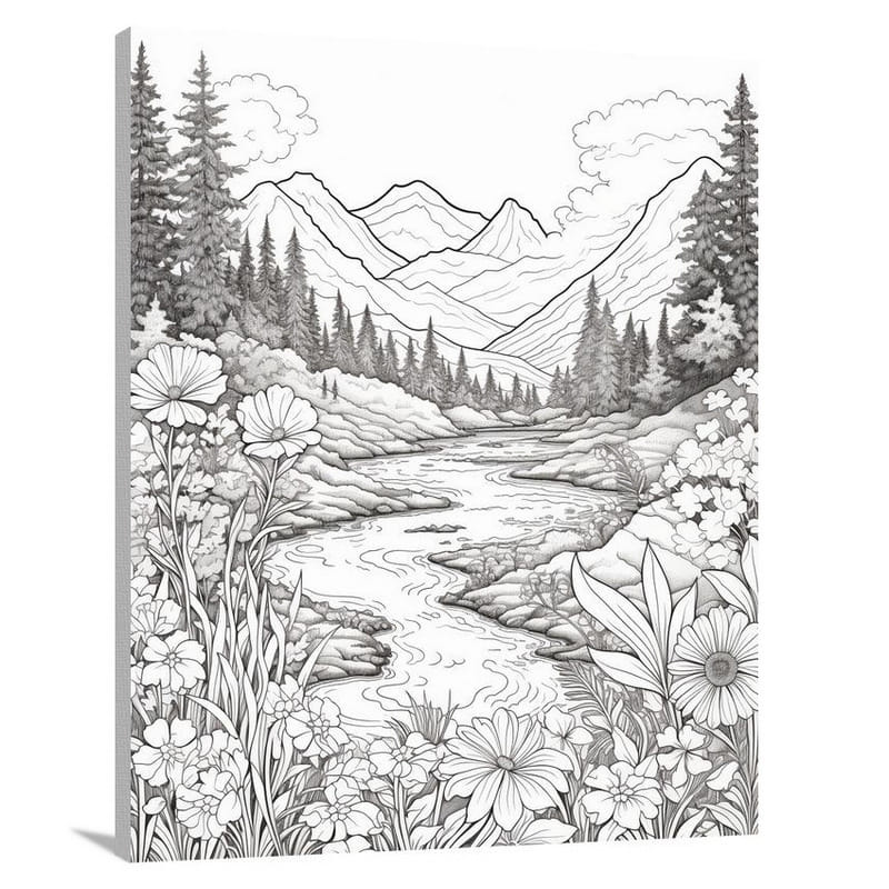River's Serenity - Black And White - Canvas Print