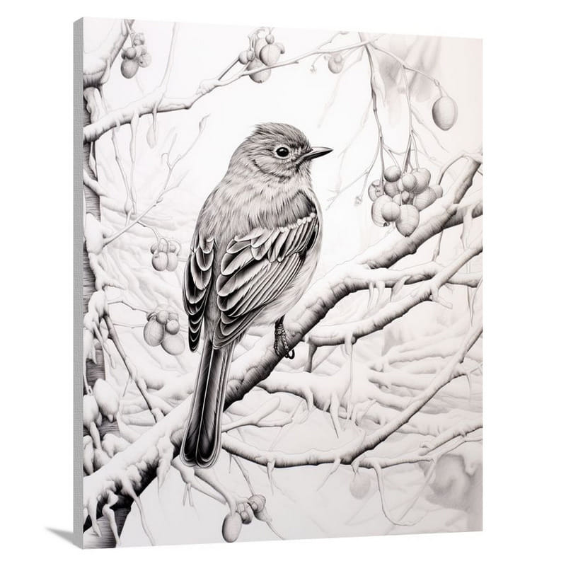 Robin's Winter Serenity - Canvas Print