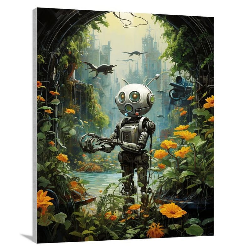 Robot's Enchanted Oasis - Canvas Print