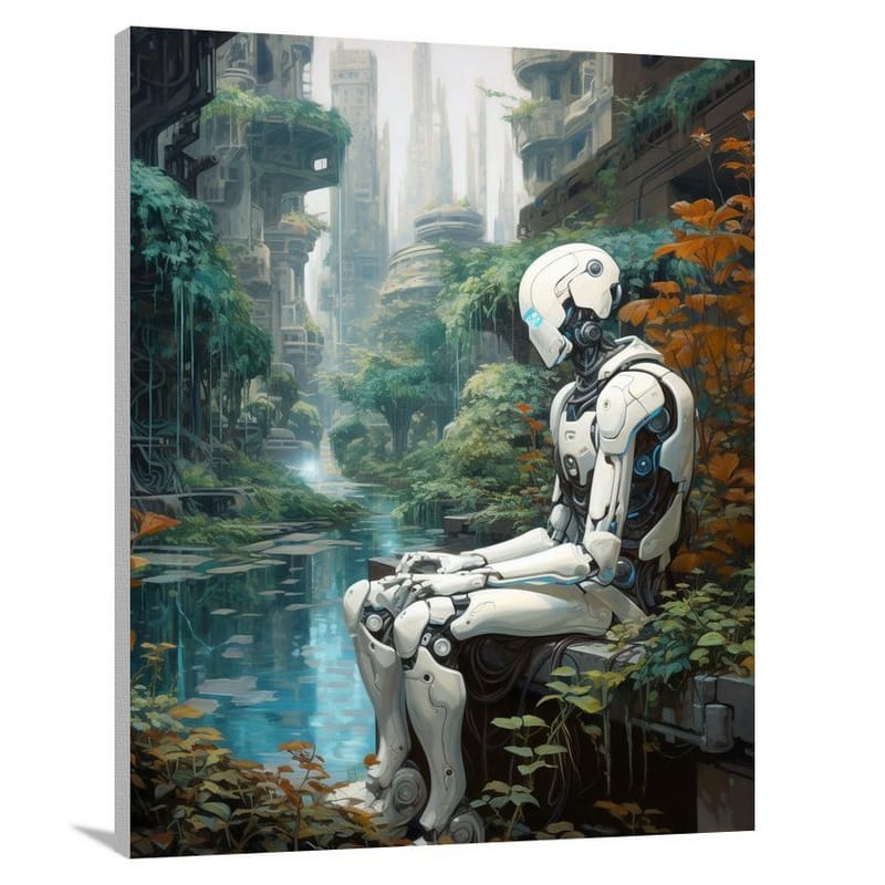 Robot's Enchanted Oasis - Contemporary Art - Canvas Print