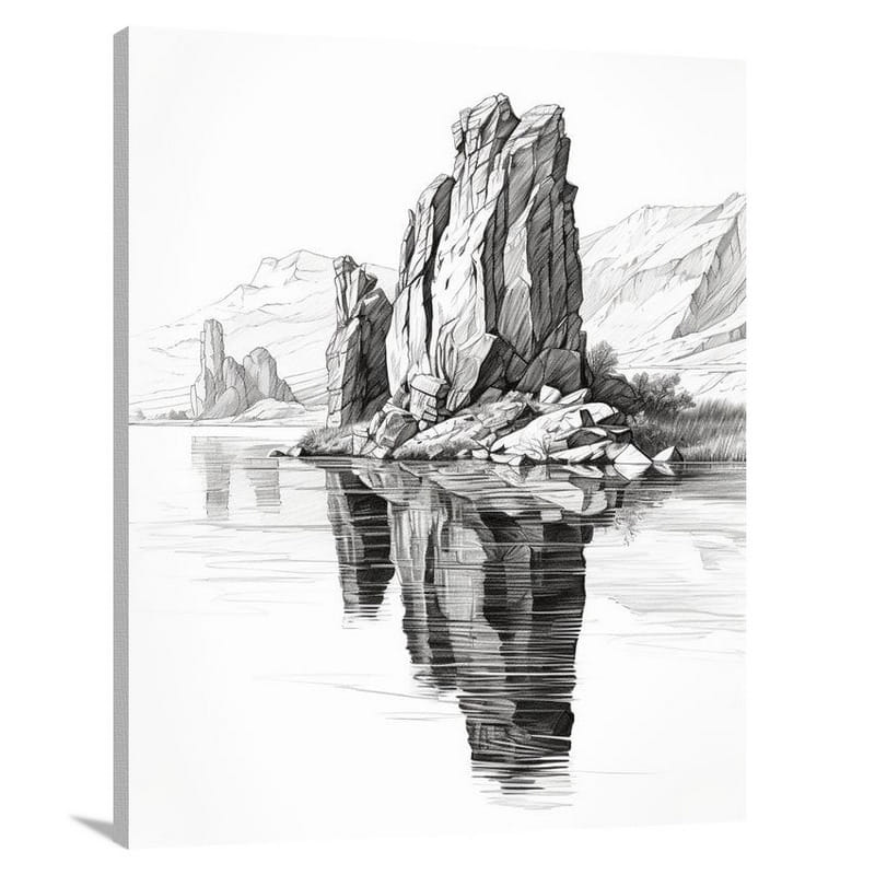 Rock Reflections - Black And White - Canvas Print