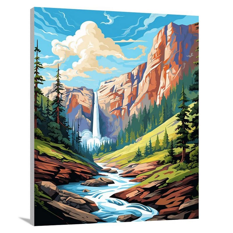 Rocky Mountain Cascade - Pop Art - Canvas Print