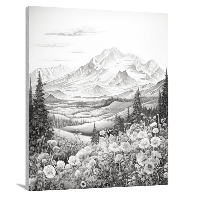 Rocky Mountain Majesty - Black And White - Canvas Print