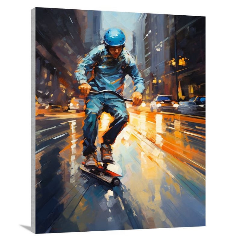Rollerblading in the City - Canvas Print
