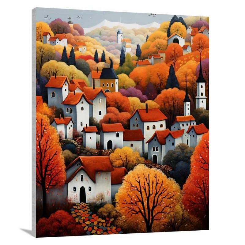 Romanian Village: Autumn's Embrace - Canvas Print