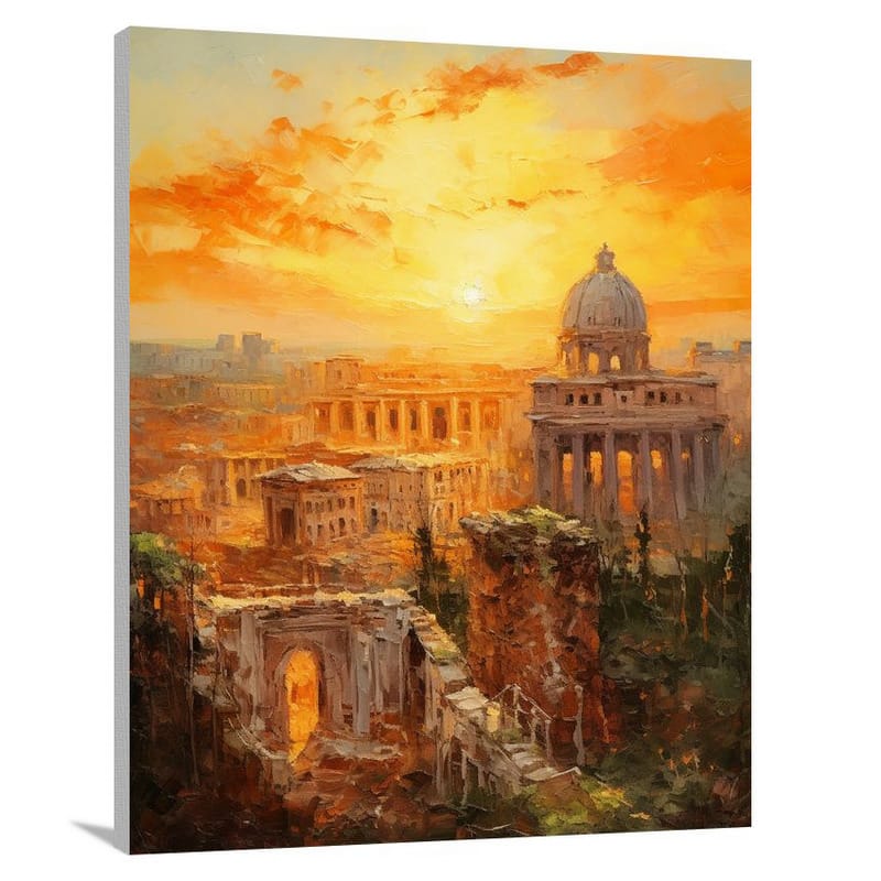 Rome's Golden Sunset - Impressionist - Canvas Print