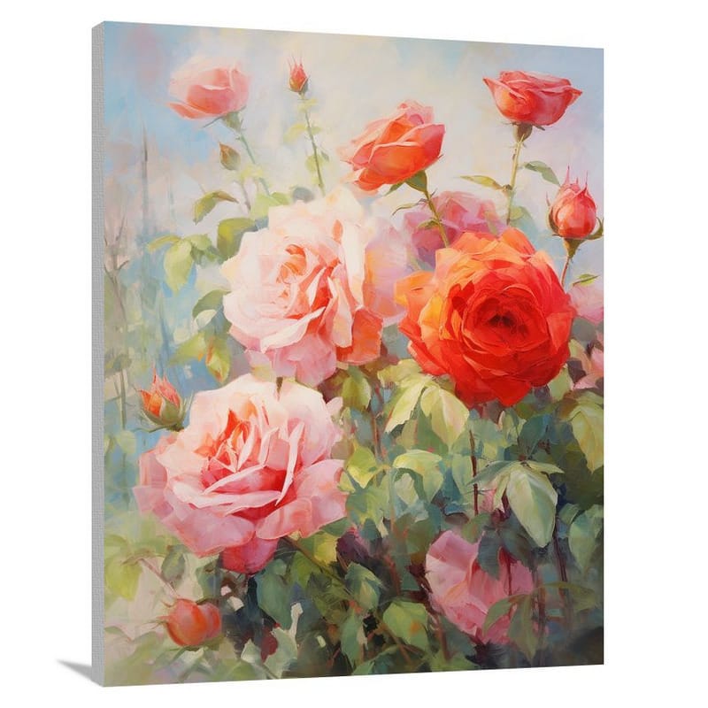 Rose Garden Symphony - Impressionist - Canvas Print