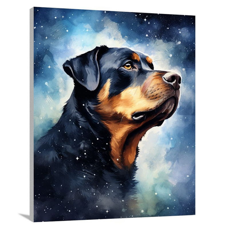 Rottweiler's Celestial Gaze - Canvas Print