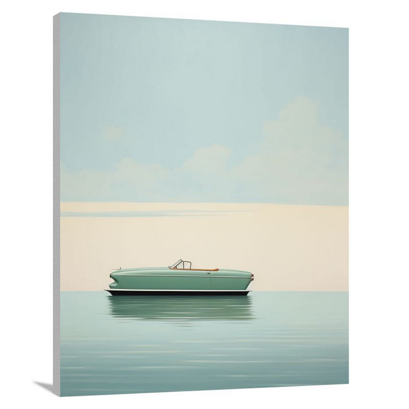 Rowboat's Coastal Journey - Minimalist - Canvas Print