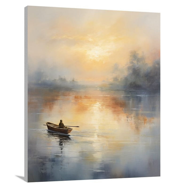 Rowboat's Serene Voyage - Canvas Print