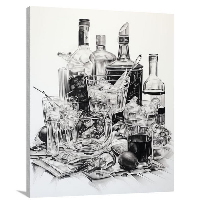 Rum Reverie - Black And White - Canvas Print