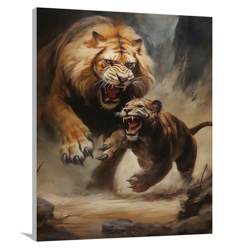 Sabertooth Tiger: Battle of Ancients - Canvas Print
