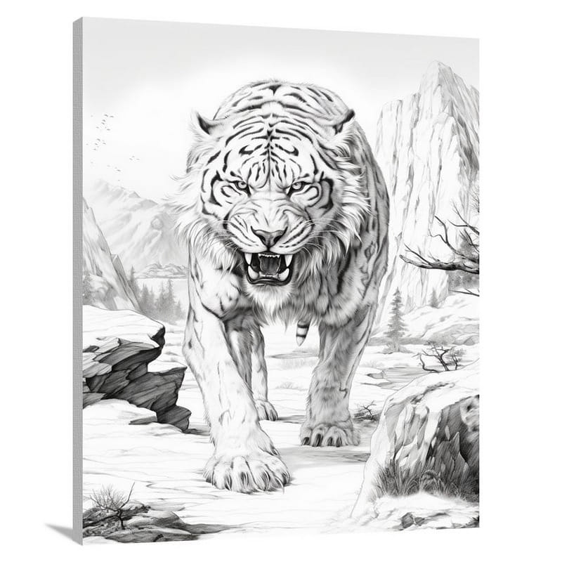 Sabertooth Tiger: Frozen Solitude - Canvas Print