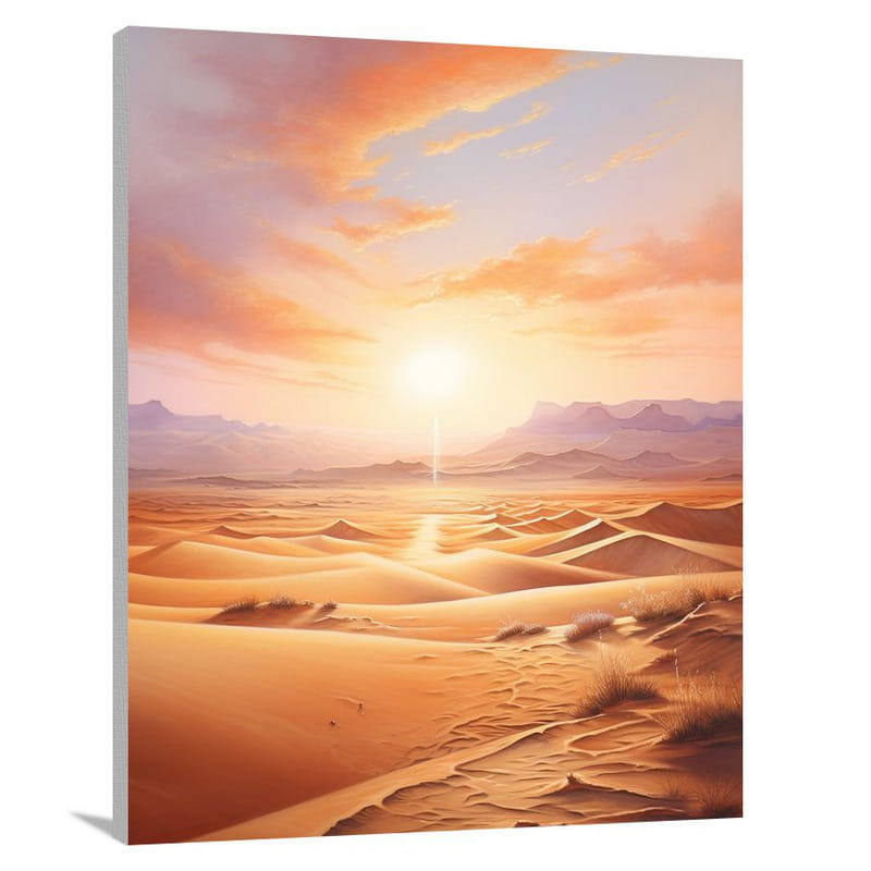 Saharan Serenity: Morocco's Golden Horizon - Contemporary Art - Canvas Print