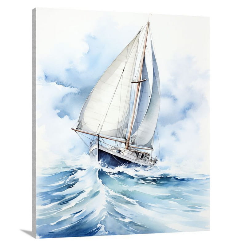 Sailboat's Resilience - Watercolor - Canvas Print