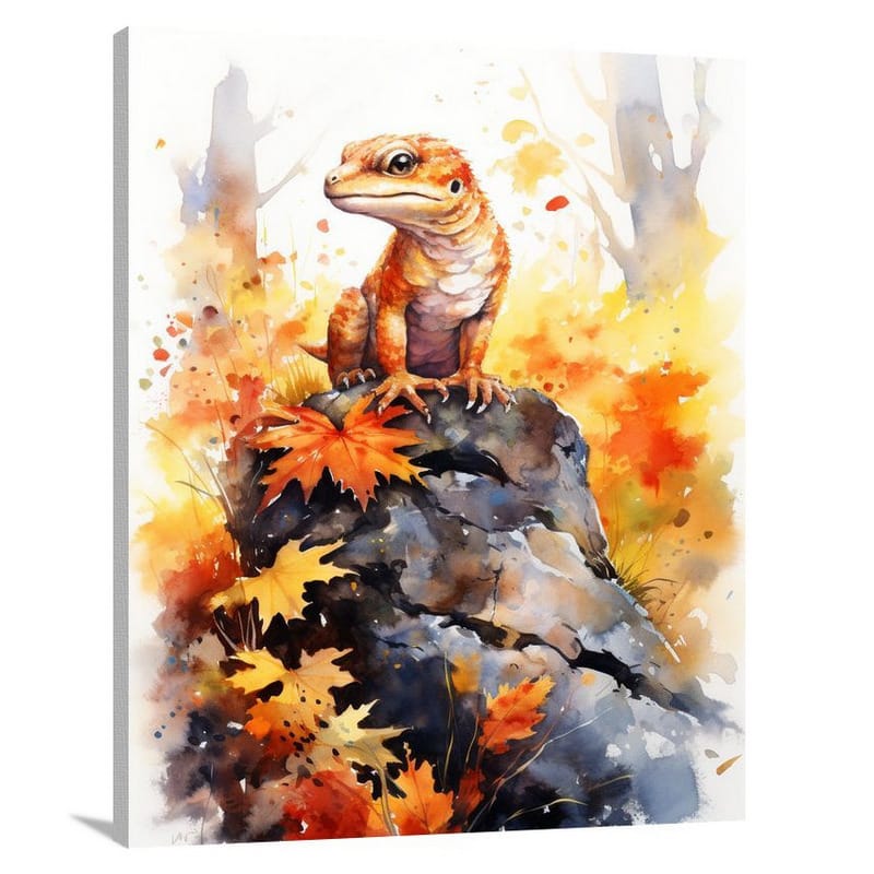 Salamander's Serenade - Watercolor - Canvas Print
