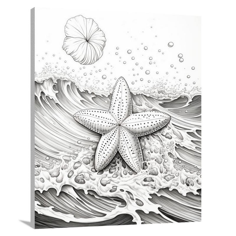 Sand Dollar Symphony - Black And White 2 - Canvas Print