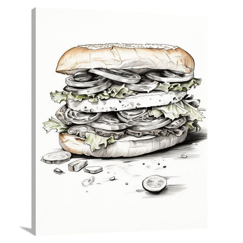 Sandwich Symphony - Black And White 2 - Canvas Print