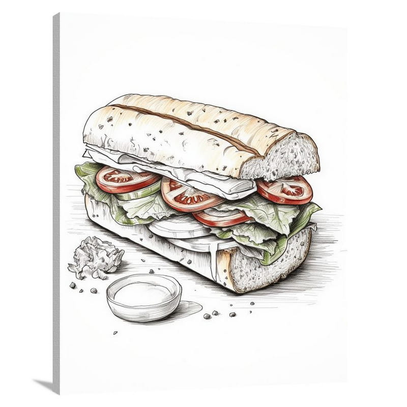 Sandwich Symphony - Black And White - Canvas Print
