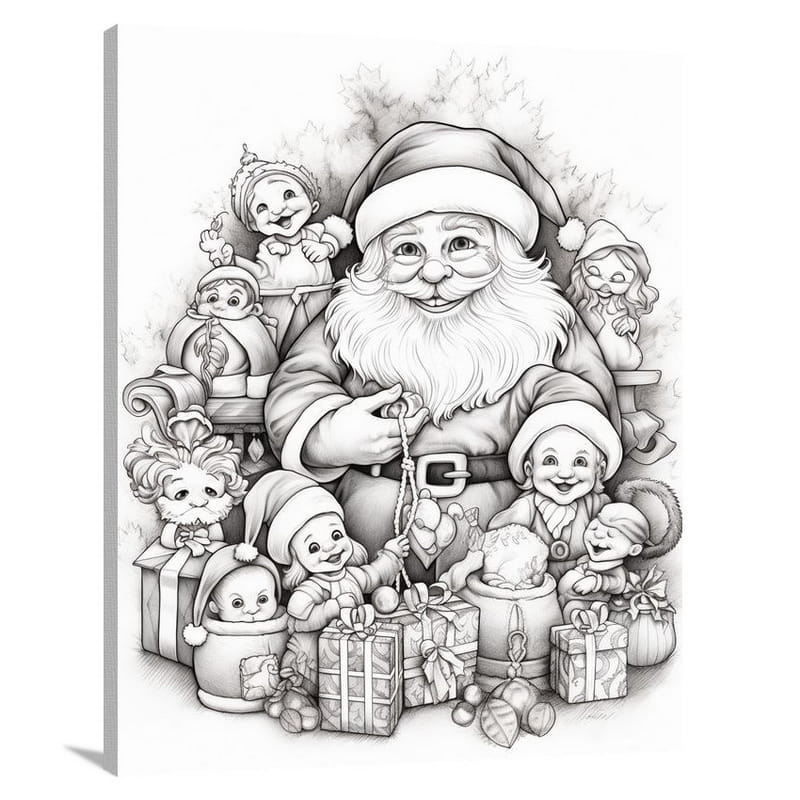 Santa Claus and the Merry Elves - Canvas Print