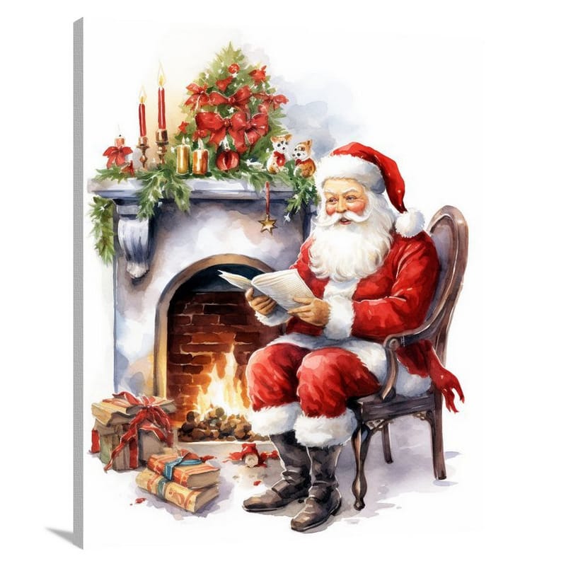 Santa Claus' Cozy Hearth - Canvas Print