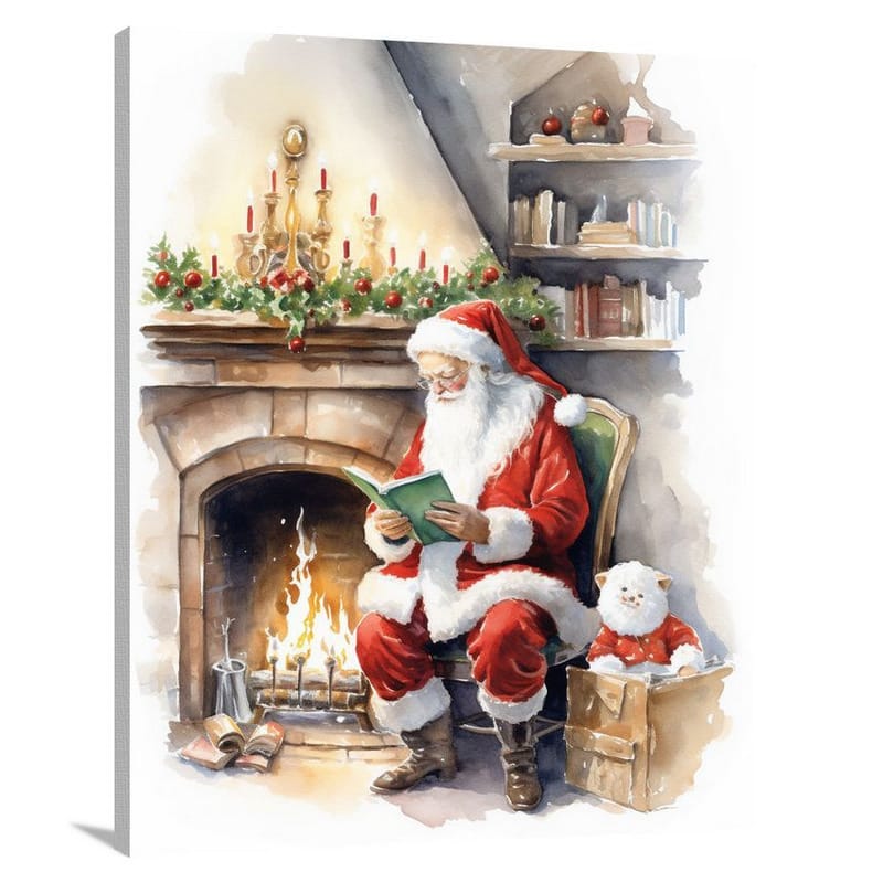 Santa Claus's Cozy Reading Nook - Canvas Print