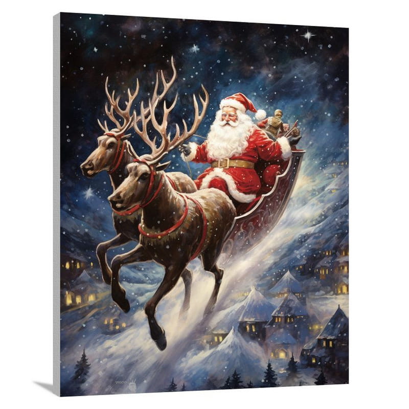 Santa Claus Soaring - Canvas Print