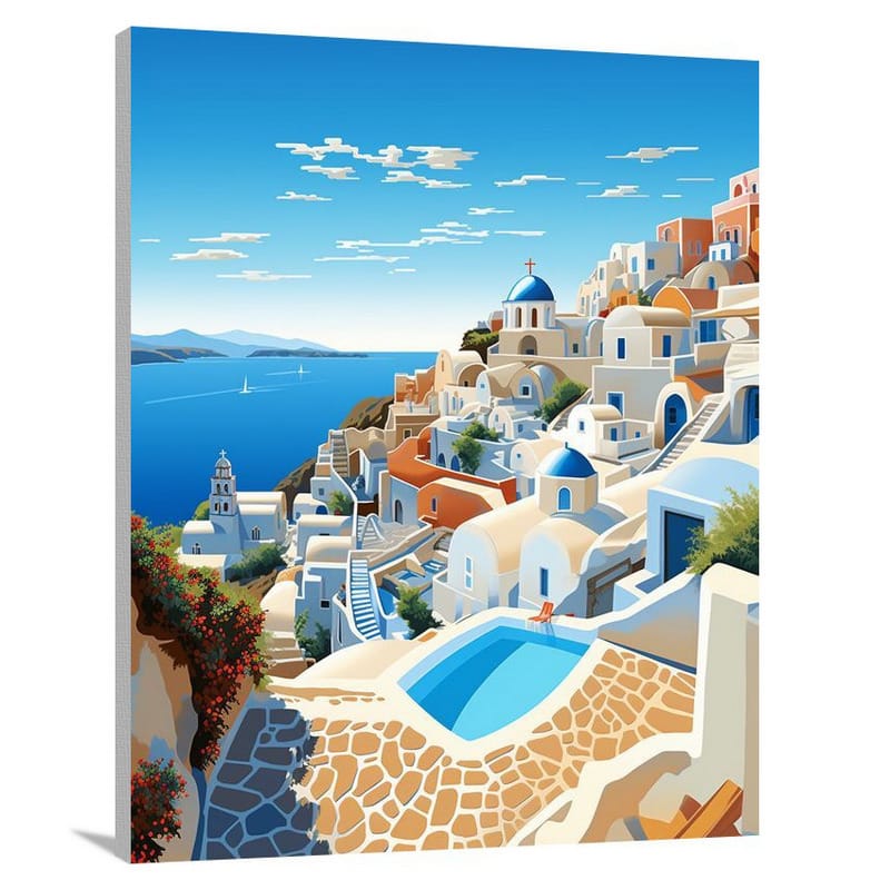 Santorini's AzureParadise - Canvas Print