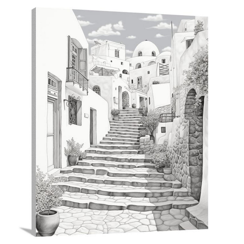 Santorini Staircase - Canvas Print
